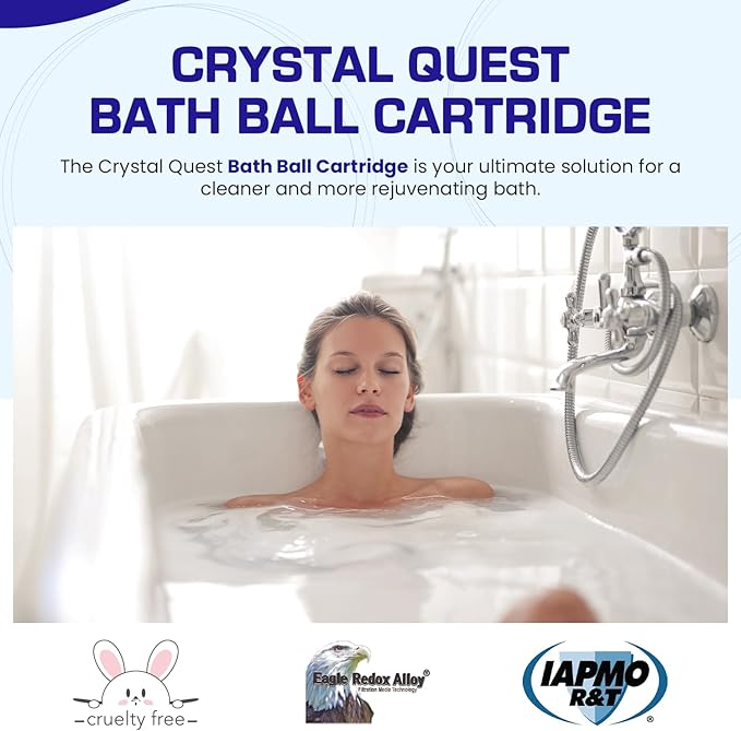 Crystal Quest Bath Ball Replacement Cartridge – Removes Chlorine, PFAS & Odors – Easy-to-Install Water Filter – Eco-Friendly, Durable & Skin-Safe – Built in the USA [6 Pack]