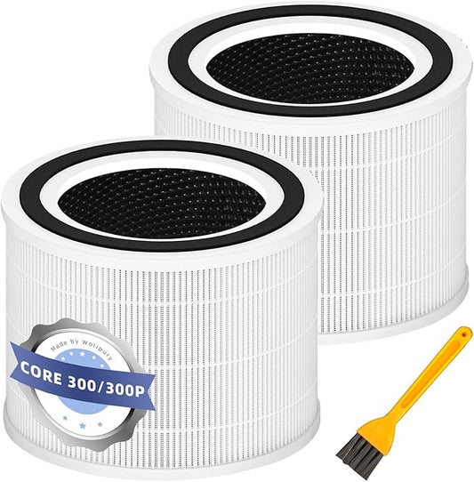 Core 300 Replacement Filter for LEVOIT Core 300-P Air Purifier, 3-in-1 H13 True HEPA Replacement Filter,Activated Carbon Filtration System，2 Pack