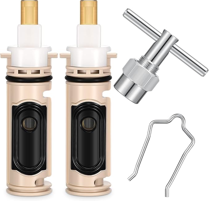 2 Pcs Shower Replacement Cartridge Compatible with Moen1222 with Puller & Retainer Clip Tub and Repair Kit for One Handle Faucet, Bathtub Shower Valve Parts and Removal Tool, Brass and Plastics
