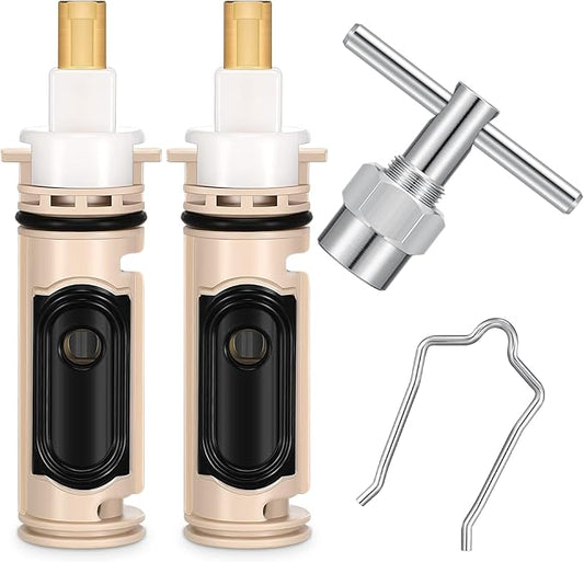 2 Pcs Shower Replacement Cartridge Compatible with Moen1222 with Puller & Retainer Clip Tub and Repair Kit for One Handle Faucet, Bathtub Shower Valve Parts and Removal Tool, Brass and Plastics