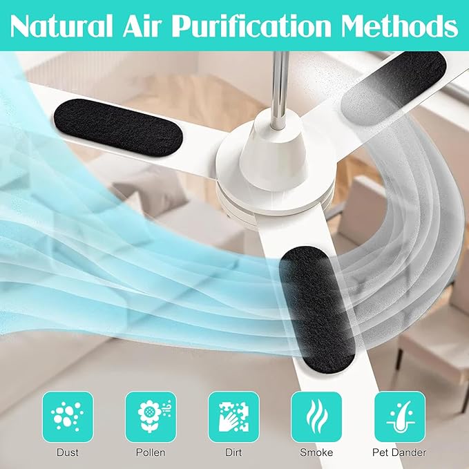 20 Pcs Ceiling Fan Filters for Blades Unscented Activated Coconut Shell Carbon Filter Easy-Stick Universal Ceiling Fan Air Filters Purifiers for Home Office Common Household Contaminants