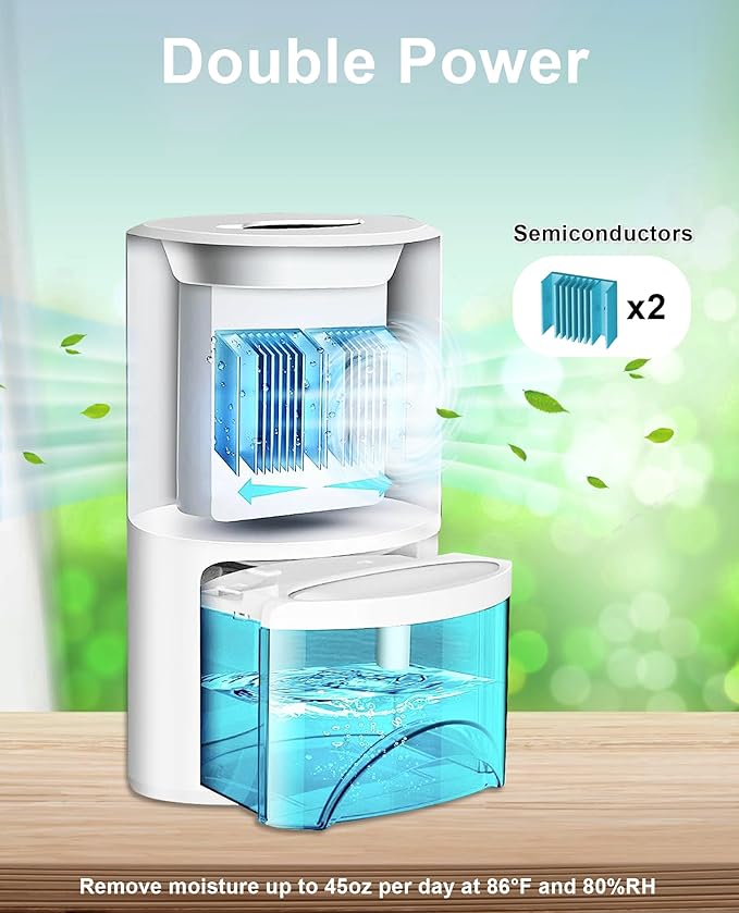 Gocheer Dehumidifiers for Home for Room,800 sq ft Dehumidifier with Drain Hose for Basement,68 OZ Small Dehumidifier for Bedroom Bathroom RV Closet with Auto Shut Off,7 Colors LED Light,Sleep Model