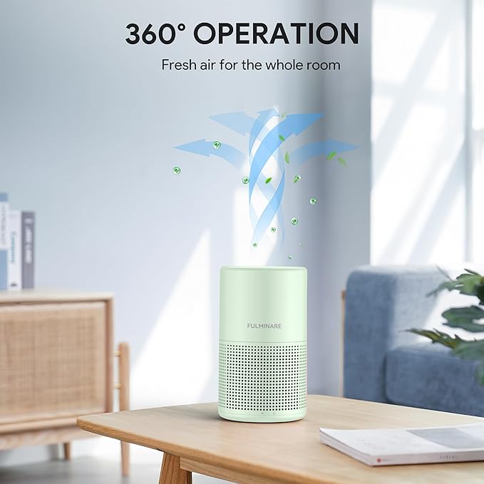 FULMINARE Air Purifiers for Bedroom H13 True HEPA Air Filter, Quiet Air Cleaner With Night Light, Portable Small Air Purifier for Home, Office, Living Room (Green)