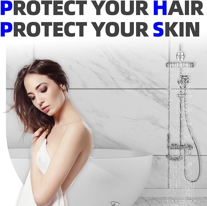 MYWER Hard Water Shower Head Filter | 99.99% Chlorine Removal | 2.5GPM High-Flow - Removes Chlorine/Fluoride/Heavy Metals - Reduces Dry Skin & Frizzy Hair - Fits Most Shower Heads - Tool-Free Install