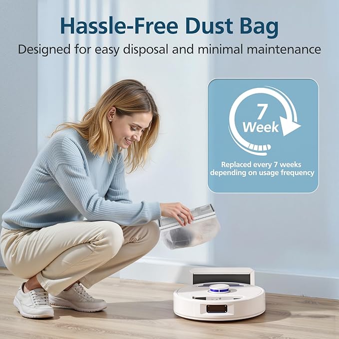 8 Pack Dust Bags for Narwal Freo X Ultra & Freo X Plus Robot Vacuum, 1L Capacity Disposable Dust Bag Replacement with Built-in Hepa Fil-ter