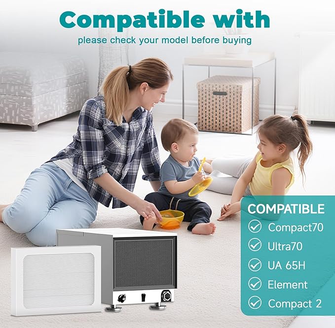 4-Pack 9 x 11 x 1 MERV 13 Replacement Dehumidifier Filter Compatible with Santa Fe Compact70, Ultra70, Element, Compact2, UA 65H dehumidifier Models