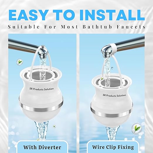 Bath Filter for Tub,10-Stage Water Filter with 2,500 Gallons Capacity,Removes Chlorine, Fluoride & Heavy Metals,Hard Water Softener,Improves Skin, Hair & Nails,BPA-Free, Easy to Install