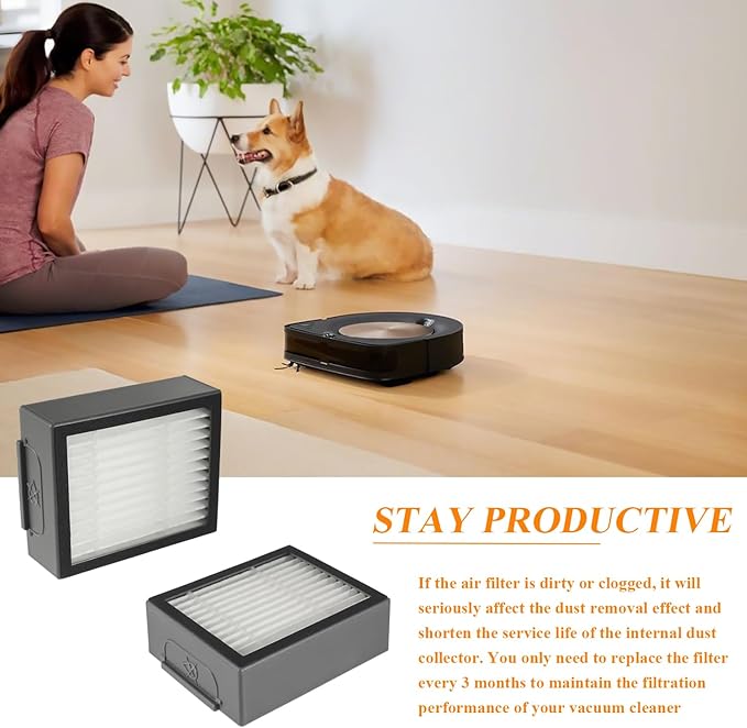 Filter Replacement Parts for i-Robot Roomba E I & J Series i7 i7+/plus i3 i3+ E5 E6 E7 i4 i6 i6+ i8 i8+ Vacuum Cleaners, 12 Pack 4639161 Filter + 1 Cleaning Brush