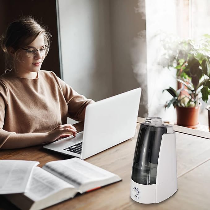 Cool Mist Humidifier for Office & Bedroom, 5L Top Fill Personal Humidifier with Adjustable Mist Mode, 2 Settings, Anion Technology, Ultra Quiet, Auto Shut-Off, Lasts Up to 15 Hours – Black