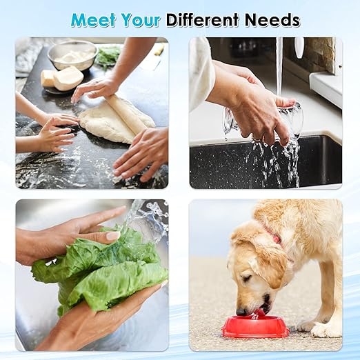 2 Faucet Water Filter for Sink, Rapid Flow - 400 Gallons Faucet Mount Water Filtration System for Tap Water, NSF Certified Reduces Chlorine & Bad Taste with 4 Replacement, T1