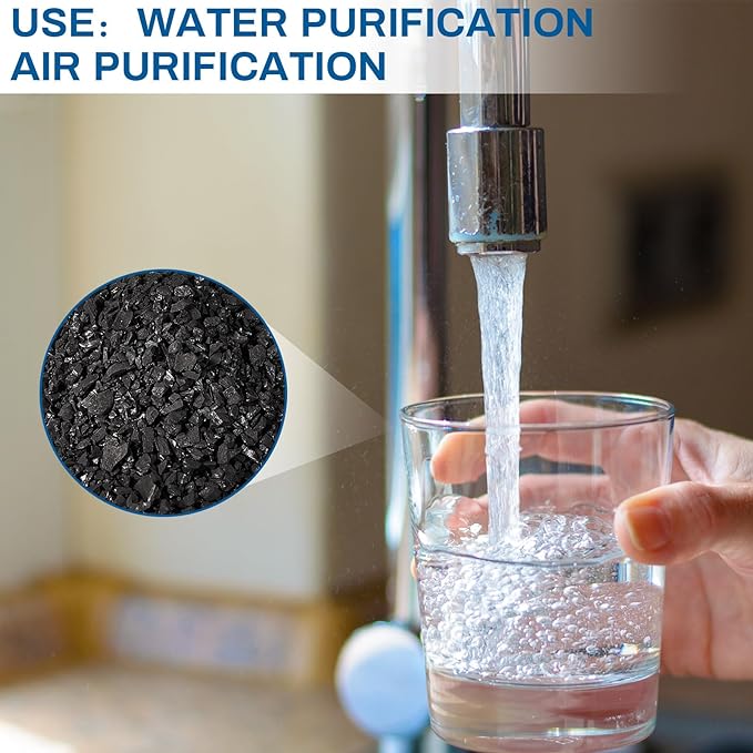 Timgle 25 Lbs Bulk Water Air Filter Activated Charcoal Coconut Hull Granular Activated Carbon 10-18 Mesh Water Distiller Charcoal Filters Media for Filtration