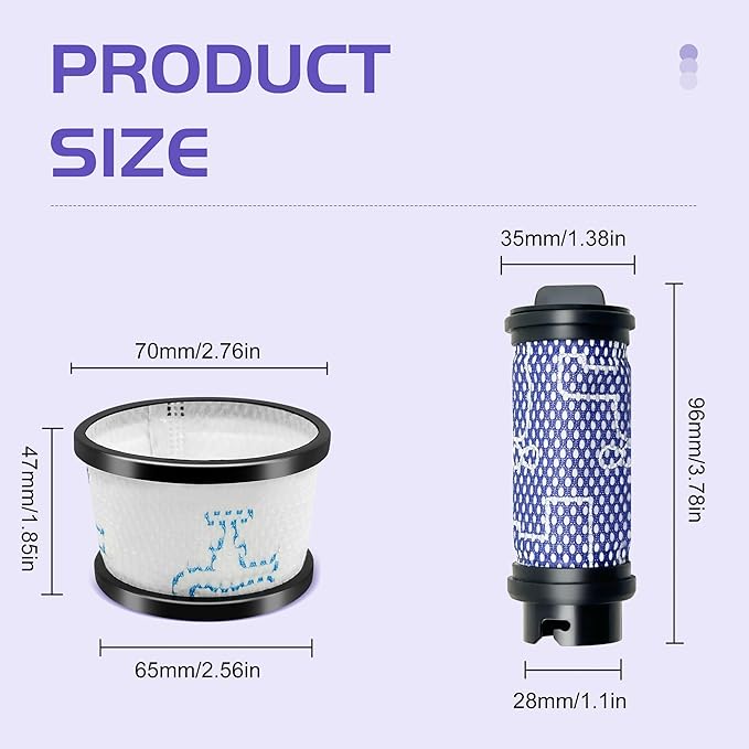 Smilefil Primary Filter and Secondary Filter Replacement Filter Kit Accessories Compatible with Inse N5 S6 S6P S600 Cordless Vacuum Cleaner