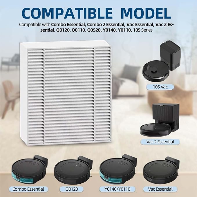 Air Filters Replacement for iRobot Roomba 105 Filter Compatible with Combo Essential, Combo 2 Essential, Vac Essential, Vac 2 Essential, Q0120, Q0110, Q0520, Y0140, Y0110, 105 Series 10 Pack