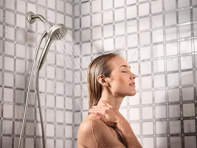 Moen Engage Magnetix Spot Resist Brushed Nickel 3.5-Inch Six-Function Detachable Handheld Showerhead with Magnetic Docking System, 26100SRN