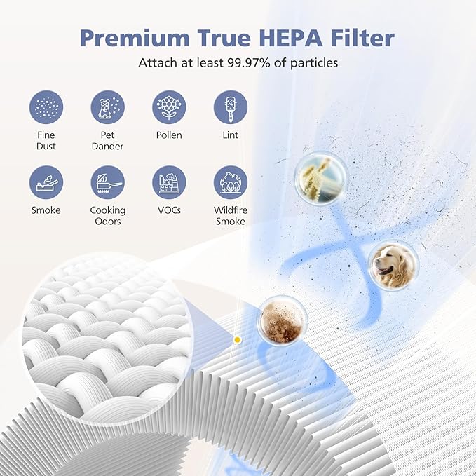 2-Pack H13 Filter Compatible with Afloia Fillo/Halo/Mooka Allo, 3-in-1 H13 Efficient Filtration for Fillo Air Puri-fier, for Afloia Fillo Filter