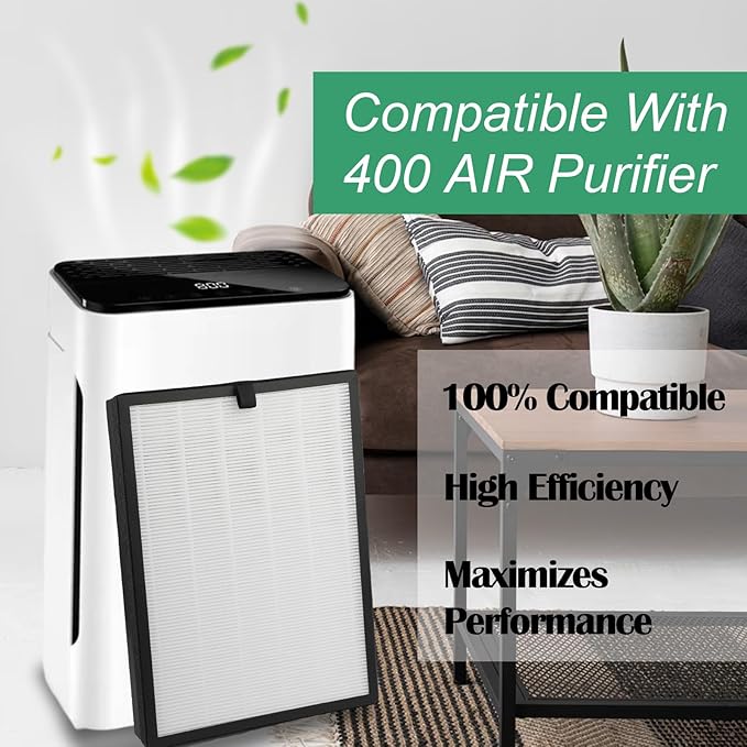 Puroair 400 Replacement Filter for Puro 400 Air Purifier, 3-in-1 Filtration System with Activated Carbon Filter, True HEPA 14 Replacement Filters Captures Air Pollutants, Dander, Smoke, Dust, 2 Pack