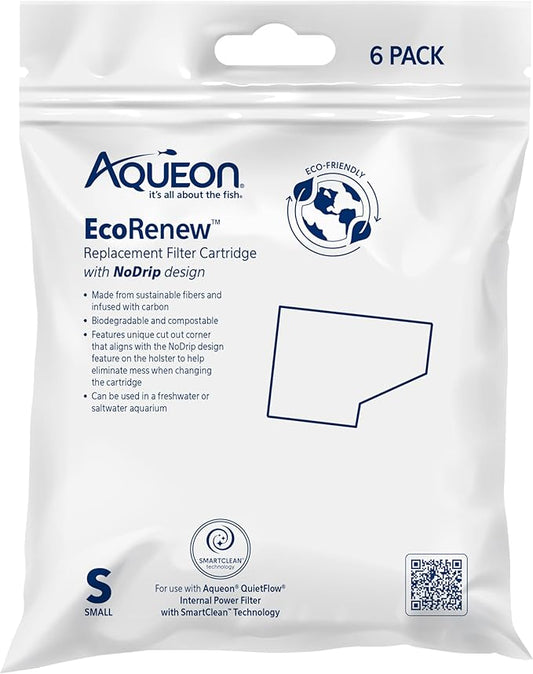 Aqueon Aquarium Fish Tank EcoRenew Filter Cartridge, Small 6 Pack