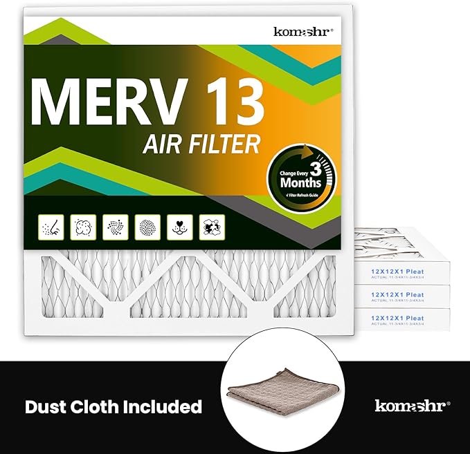 8x8x1 Air Filter MERV 13 (4-Pack), HVAC/Furnace AC Filter Replacement, Dust Defense–Comparable with MPR 1500-1900 & FPR 10 (Actual 7.75x7.75x0.75)
