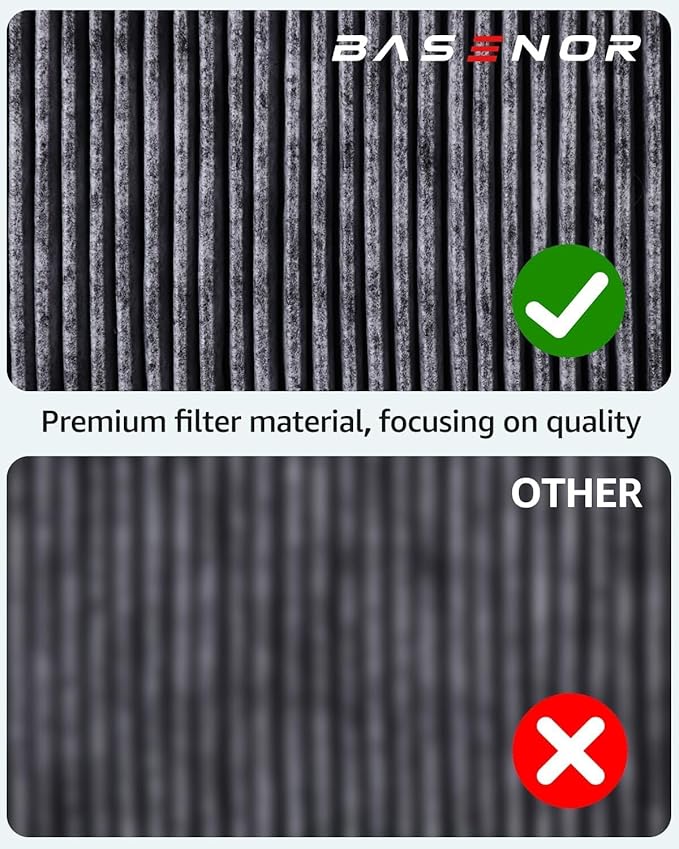 BASENOR 2026-2022 Tesla Model S Model X Cabin Air Filter with Activated Carbon Air Filter Replacement Tesla Model S Plaid Model X Plaid Interior Accessories