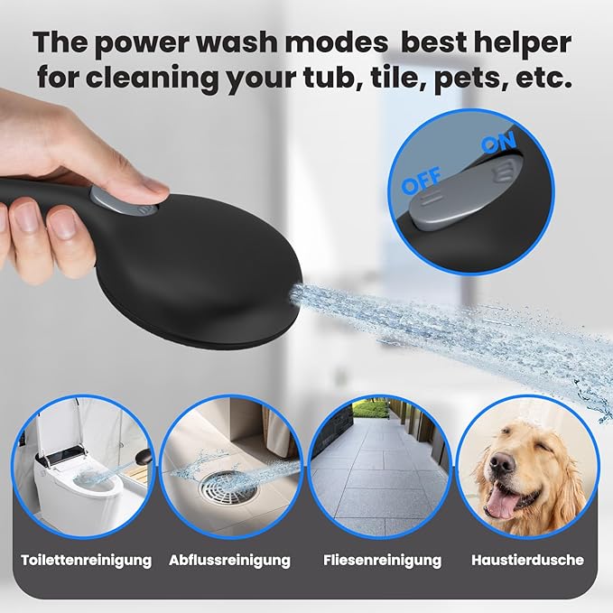 Filtered Shower Head with Handheld,7 Spray Settings High Pressure Showerhead Built in Power Wash to Clean Tub, Tile & Pet, Showerhead with Filters for Hard Water - Remove Chlorine, (black)