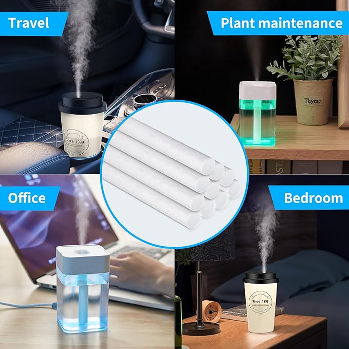 10-Pack Humidifier Filter Cotton Replacement Core, Trimmable Cotton Stick for USB-Powered Smart Humidifiers - Compatible with Cars, Offices, Bedrooms, Mini Humidifier Accessories (5.91 Inch)