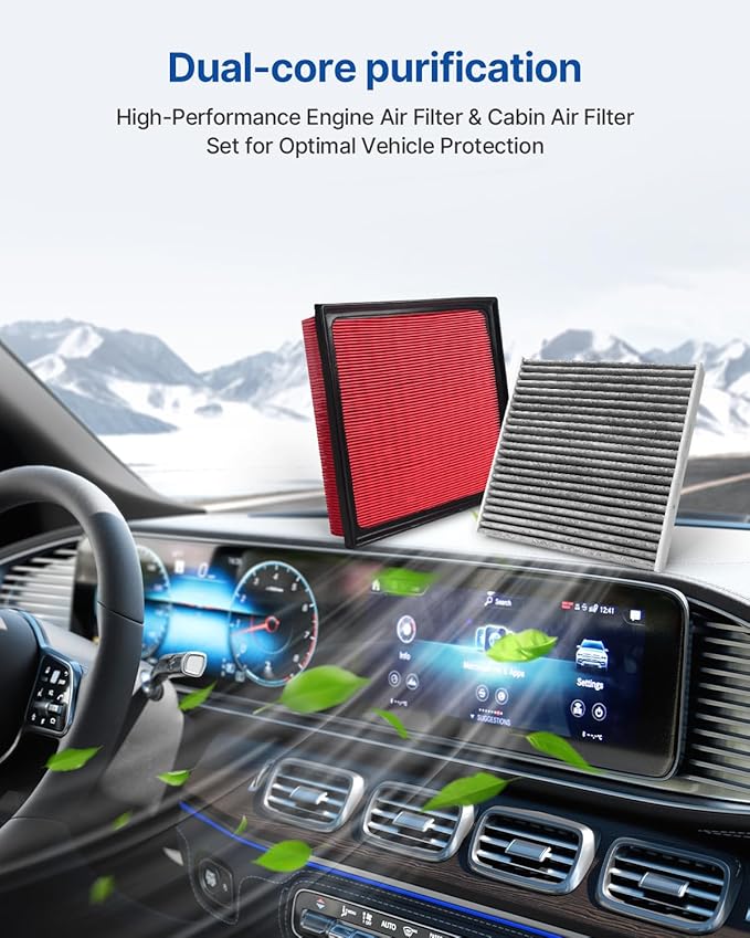 Engine & Cabin Air Filter Fits Ascent (2019-2022), Crosstrek (2018-2021), Impreza (2017-2023), Legacy (2020-2023), Outback (2020-2023), Replacement for CF12157 CA12295