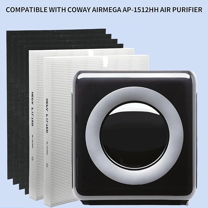 AP-1512HH Air Filter Set, Replacement Filter for Coway Airmega AP1512HH AP-1518 & 200M Mighty Air Purifiers, Part # 3304899, 2 True HEPA and 4 Carbon Pre-Filters