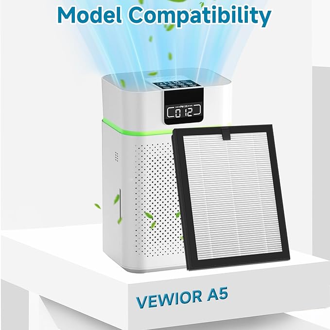 A5 Replacement Air Filter Compatible with VEWIOR A5 Pu-rifier with 3 Stages True HEPA, Activated Carbon Filter and pre-Filter