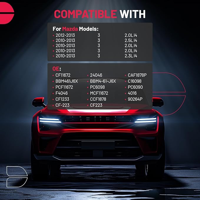 BDFHYK Cabin Air Filter with Activated Carbon Compatible with Mazda 3 2012 2013 2.0L/2.3L/2.5L l4, Replace# CF11672, BBM461J6X