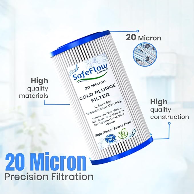 5" x 2.5" Cold Plunge Filter 20 Micron – Fits The Pod Ice Cold Plunge Water Chiller, Cold Plunge Filters, and Under Kitchen Sink Systems (2)