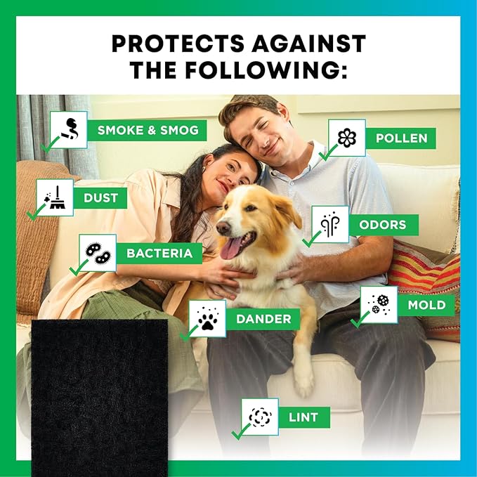 Filterbuy Activated Carbon Pre-Cut Filter E Replacement for GermGuardian Air Purifier (4-Pack, Made in USA)