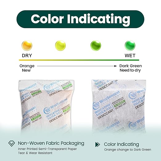 20 Gram [500 Packs] Desiccant Packs, Indicating Silica Gel Packets, Rechargeable Moisture Packs for Storage, Moisture Absorbers for Humidify Control