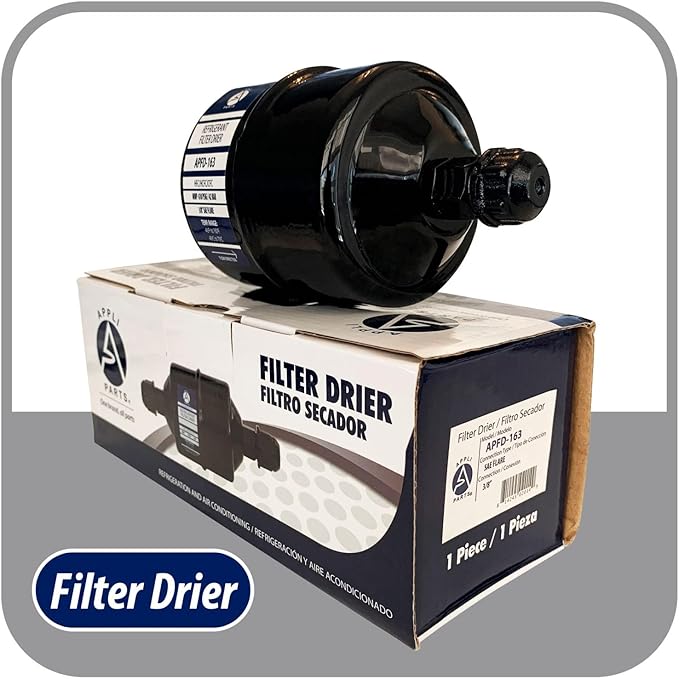 Appli Parts APFD-163 3/8 in Liquid Line Refrigerant AC Filter Drier hvac Refrigeration 163 SAE Flare connection universal unidirectional 7in long 3in wide