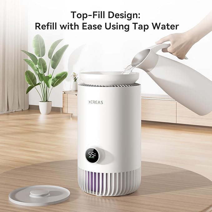 Humidifier and Air Purifier in One, Evaporative Humidifier and HEPA Air Purifier Combo for Bedroom, 0.8 Gal Water Tank Top Fill, 23dB Quite Mist-Free