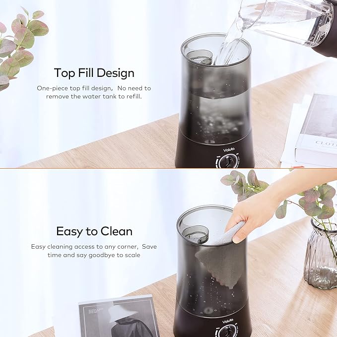 Humidifiers for Bedroom - 4L Cool Mist Humidifier Top Fill Oil Diffuser Quiet Ultrasonic Humidifiers for Home Large Room with Adjustable 360° Rotation Nozzle, Auto Shut-Off, Humidifiers for Baby