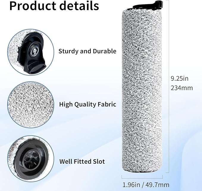 Roller Brush Replacement Compatible with Tineco iFloor 3,Floor One S3, iFloor 2 Cordless Vacuum Cleaner, Replacement Parts Include 2 Brush Rollers