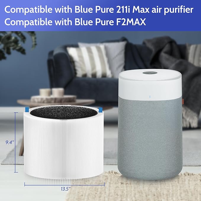 2 Pack 211i Max Replacement Filter Compatible with Blue Pure 211i Max Air Purifier, H13 211iMax Replacement Filter, Compared Part F2MAX