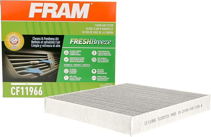 FRAM Fresh Breeze Cabin Air Filter with Arm & Hammer Baking Soda, CF11966 for Select Buick, Cadillac, Chevrolet and GMC Vehicles , white