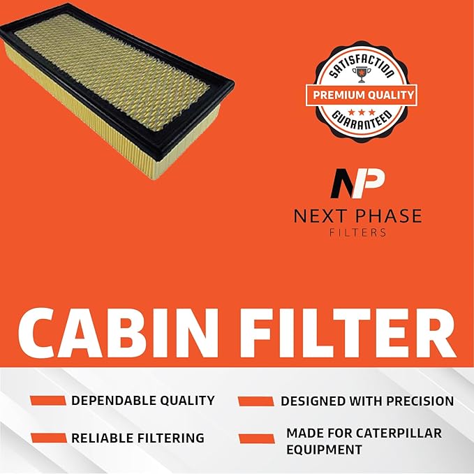 Cabin Filter - Pack of 1 - Compatible with Caterpillar Dozers, Handlers, Loaders - Cabin Air Filter Replacement - Replaces O.E. 2656618; Baldwin PA5770; Donaldson P637258; - Climate Control System