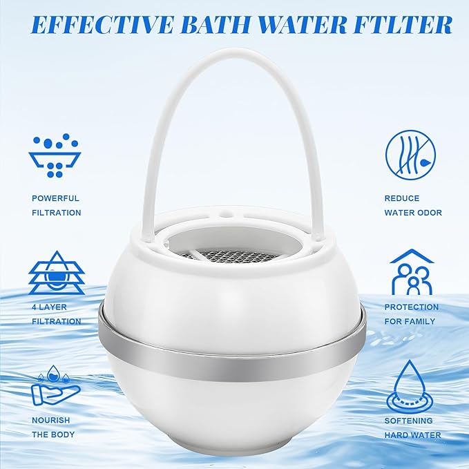 Bathtub Water Filter Remove Chlorine Improve Water Quality to Softer, Smoother Skin, Shower,BPA Free-2,500 Gallons of Filtration