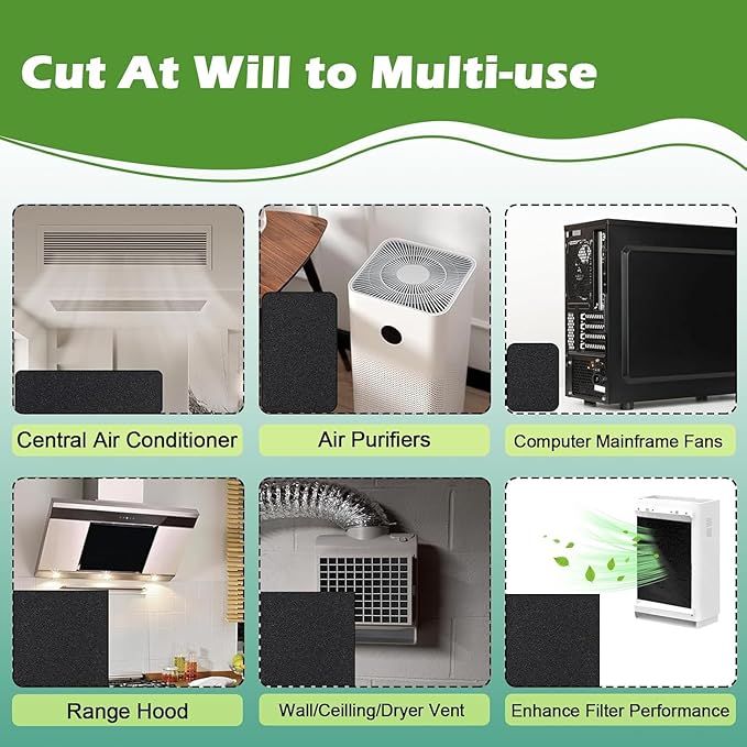 Cut to Fit Activated Carbon Air F ilter Sheet 16"x 48"x 1/4",Universal Charcoal Replacement F ilter Pad for Air Purifier,Furnace,AC,Range Hood,3D Printer