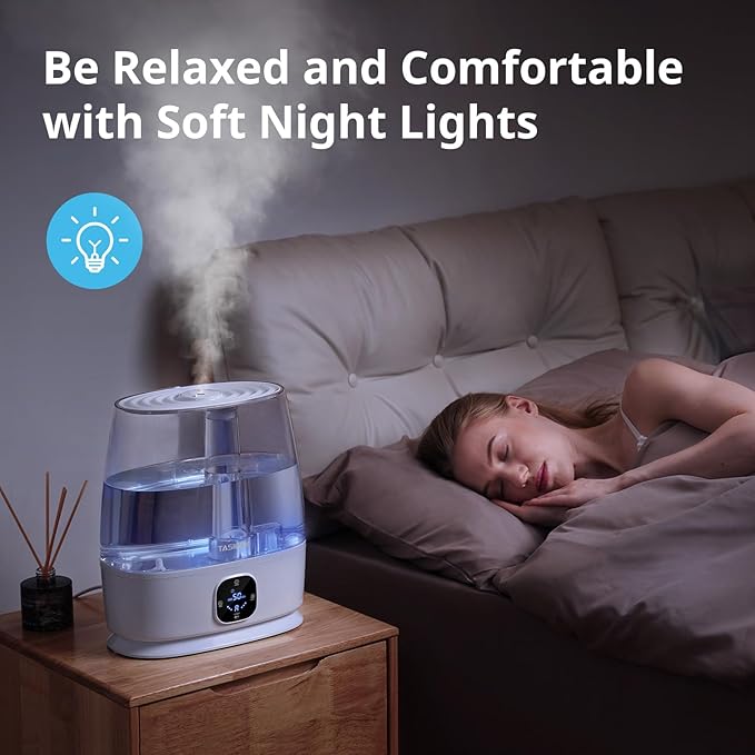 Humidifiers for Bedroom Home, 6L Cool and Warm Mist Air Humidifier for Large Room Baby Nursery, 50H Easy Clean and Top Fill, Quiet with Ultrasonic, Essential Oils, Auto Mode, for House, Plants