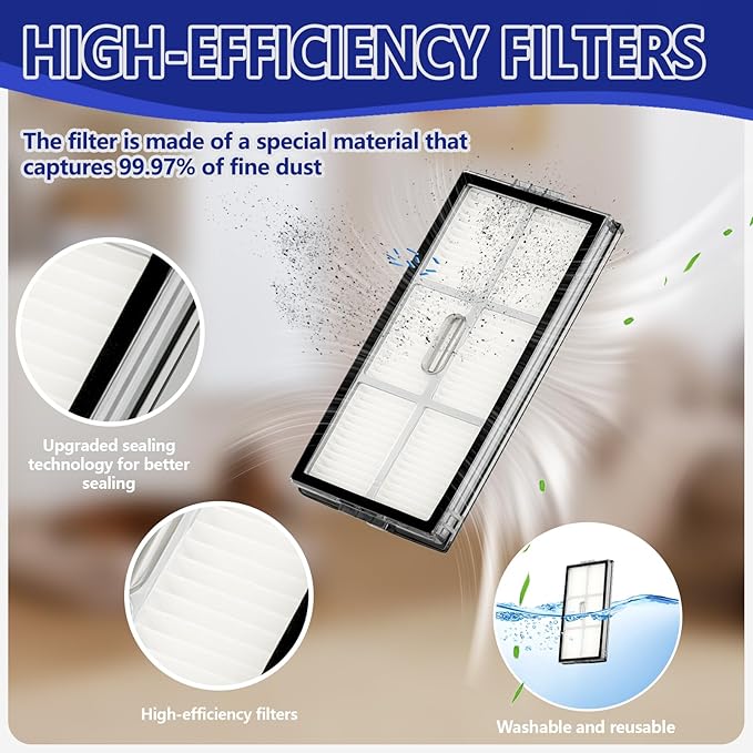 25 PCS Saros 10R Accessories Kit Compatible with Roborock Saros 10R Robot Vacuum,6 Dust Bags,1 Dual Main Brush,4 HEPA Filters,6 Mop Clothes,6 Side Brushes,1Cleaning Brush,1Screwdriver