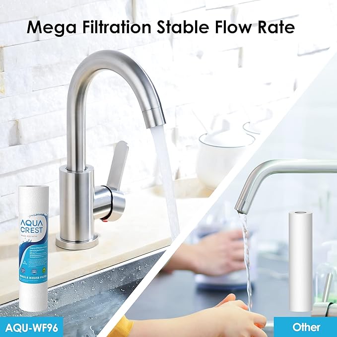 AQUA CREST AP110 Whole House Water Filter, Sediment Filter, 5 Micron, Replacement for 3M® Aqua-Pure AP110, Culligan® P5, APEC, GE FXUSC, Whirlpool®, Any 10" x 2.5" Home Water Filter, Pack of 10