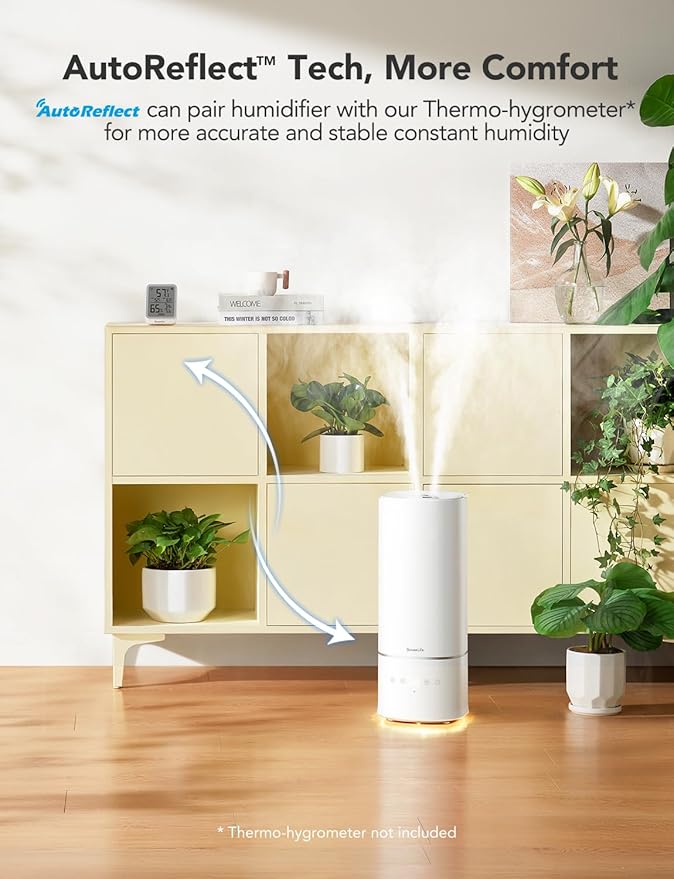 GoveeLife Humidifiers for Bedroom, 6L Top Fill Cool Mist Humidifier for Large Room, Auto Mode, Adjustable Mist, Quiet Sleep Mode, WiFi Smart Air Humidifier with RGB for Baby, Plants, Work with Alexa