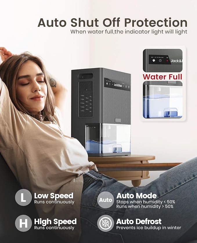 Dehumidifier for Bedroom, rv Dehumidifier for Inside Camper,95 OZ Water Tank,Garage