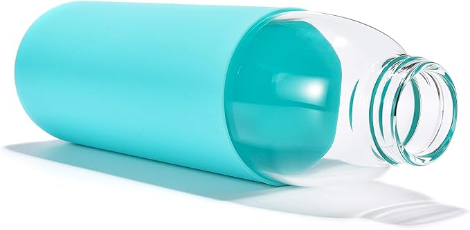 veegoal 18 Oz Borosilicate Glass Water Bottles with Bamboo Lid, BPA-FREE, Non-Slip Silicone Sleeve, and Stainless Steel Leak Proof Lid - Reusable Glass Bottle for Men and Women