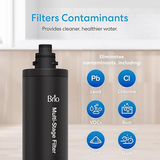 Brio 11" 3 Stage Single Housing Replacement Filter for Under Sink Water Filtration System Models: FUS100A & FUS100F | 12,000 Gallons or 18 Months | NSF 42 & 372 Certified