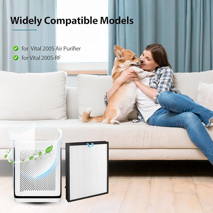 Vital 200S Pet Care Replacement Filter, Compatible with LEVOIT Vital 200S and Vital 200S-P Air Purifier, High-Efficiency Activated Carbon Vital 200S-P Replacement Filter, Vital 200S-RF, 2 Pack
