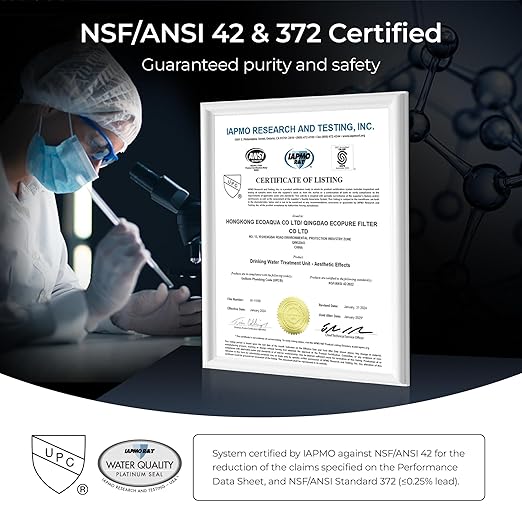 Waterdrop AP13 Under Sink Water Filter and Refrigerator Water Filter 2-in-1, Inline Water Filter System for Refrigerator and Undersink, No Drilling Required, Reduce PFOA/PFOS, NSF/ANSI 42 Certified